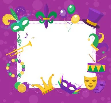 Mardi Gras frame template with space for text. Carnival poster, flyer, invi.. 스톡 일러스트