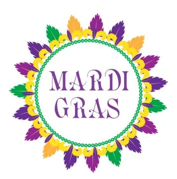 Mardi Gras frame template with space for text. Isolated on white background Stock Illustration