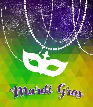 Mardi gras green and purple background with mask Stock-Illustration