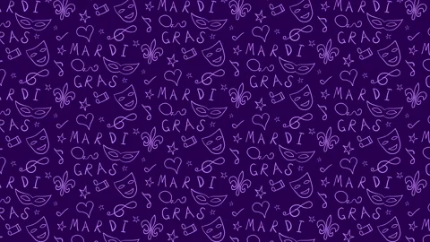 Mardi Gras hand-drawn pattern on a seamless loop Stock Footage 233397499