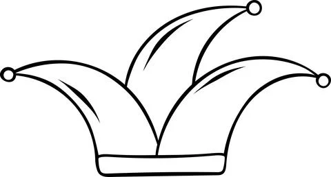 Mardi Gras jester hat icon in doodle sketch style. Minimalist black and whi.. Stock-Illustration