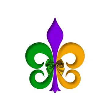 Mardi Gras logo. Fleur-de-Lis lily symbol for masquerade carnival. American N Stock-Illustration