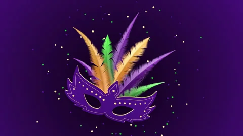 Mardi Gras loop animation 3D with masquerade mask and feathers Stock Footage 169289560