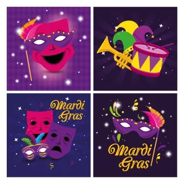 Isolated mardi gras mask and trumpet design Vector Image