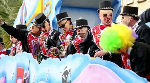 Mardi Gras Parade People in Costume Stock Footage
