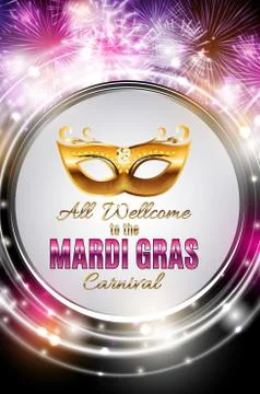 Mardi Gras Party Holiday Poster Background. Vector Illustration Stock Illustration