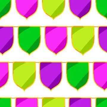 Mardi Gras party seamless pattern with flags. Carnival illustration for tra.. 스톡 일러스트
