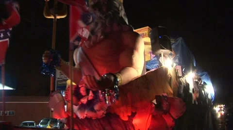 Mardi Gras Posideon float at night Stock Footage 8652653