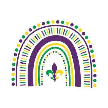 Mardi Gras Rainbow with Fleur-de-Lis for a Festive Celebration Stock-Illustration