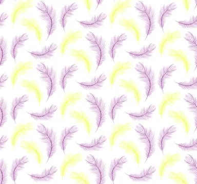 Mardi Gras seamless pattern with feathers purple, yellow, green color. Fat Stock Illustration