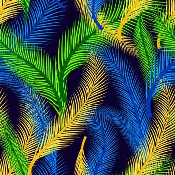 Mardi gras seamless pattern with feathers on dark Stock Illustration