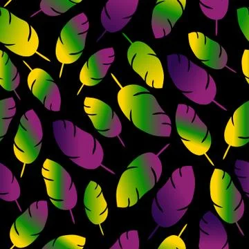 Mardi gras seamless pattern with feathers on dark Stock Illustration