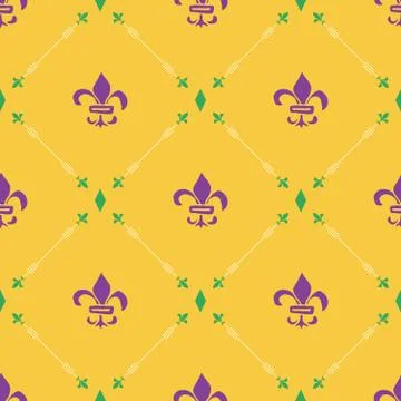 Mardi Gras seamless pattern vector illustration. Hand drawn sketched doodle H Stock Illustration