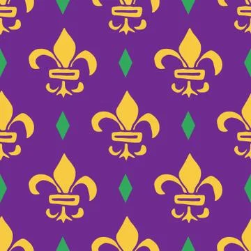 Mardi Gras seamless pattern vector illustration. Hand drawn sketched doodle H Stock Illustration