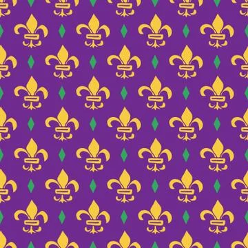 Mardi Gras seamless pattern vector illustration. Hand drawn sketched doodle H Stock Illustration