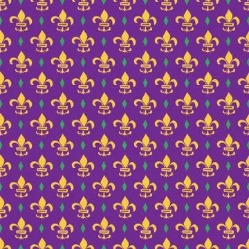 Mardi Gras seamless pattern vector illustration. Hand drawn sketched doodle H Illustrazione stock