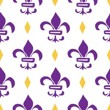 Mardi Gras seamless pattern vector illustration. Hand drawn sketched doodle H Stock Illustration