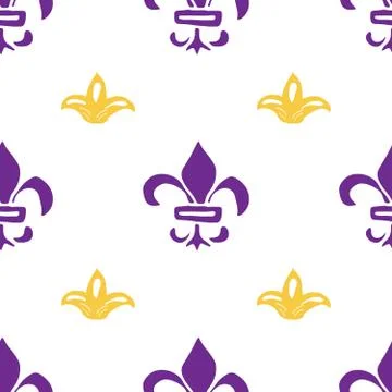 Mardi Gras seamless pattern vector illustration. Hand drawn sketched doodle H Stock Illustration