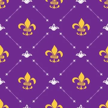 Mardi Gras seamless pattern vector illustration. Hand drawn sketched doodle H Illustrazione stock
