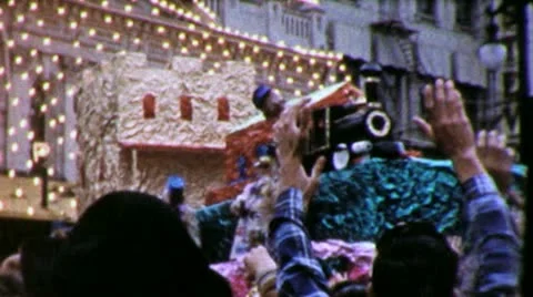 Mardi Gras TRAIN ENGINE CONDUCTOR New Orleans 1950s Vintage Film Home Movie 4039 Stock Footage 11939768