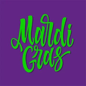 Mardi Gras - vector hand drawn brush pen lettering Stock Illustration