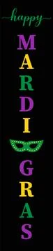 Mardi Gras welcome sign. Vertical porch decorations. Vector template. Stock Illustration