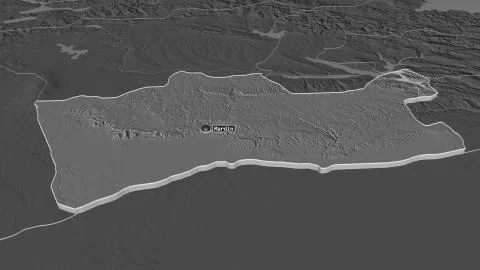 Mardin, Turkey. Bilevel elevation map with surface waters Stock Illustration
