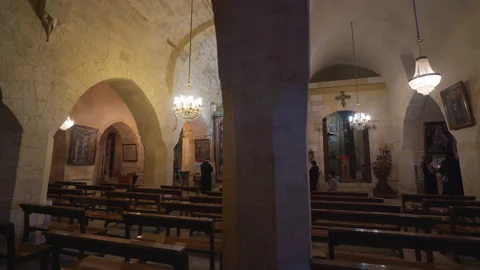 Mardin,Turkey - 08.02.2019: Interior view of Mor Gabriel Monastery in Mardin Stock Footage 147175669