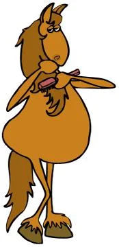 Mare brushing her mane Illustrazione stock