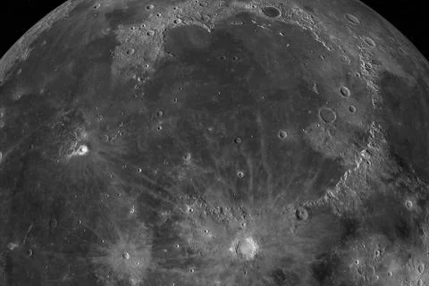Mare Imbrium in the lunar surface of the moon, 3d rendering Stock Illustration
