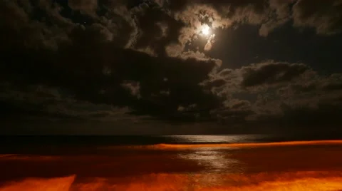 Mare Notte Luna Timelapse Stock Footage 65127804