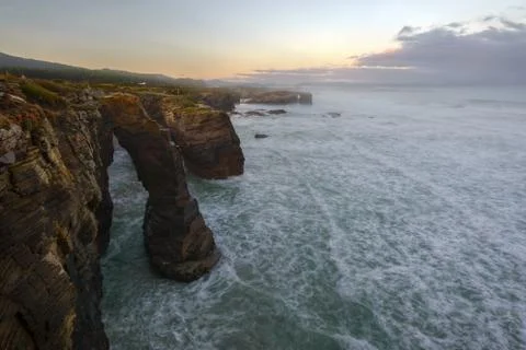 Marea alta en As Catedrais Stock Photos