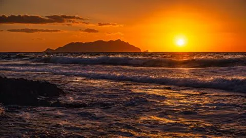 Marettimo at Sunset, Marettimo, Italy Stock Photos