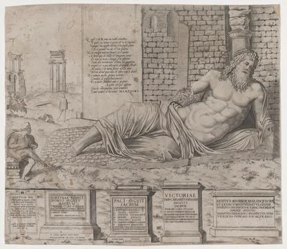 Marforius 1550 Attributed to Nicolas Beatrizet French Published as part of .. Stock Photos
