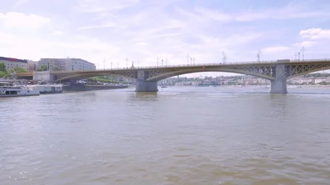 Margaret Bridge from the Danube, Budapest Stock Footage 83765673