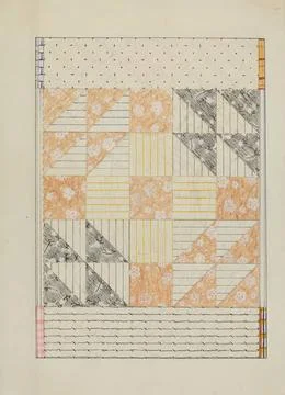 Margaret Linsley, Patchwork Quilt, c 1937 Patchwork Quilt Copyright: xpiem... Stock Photos