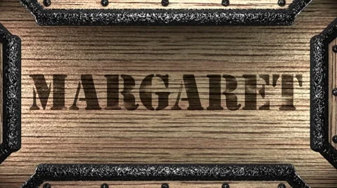 Margaret on wooden stamp Stock Footage