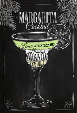 Margarita cocktail chalk Stock Illustration