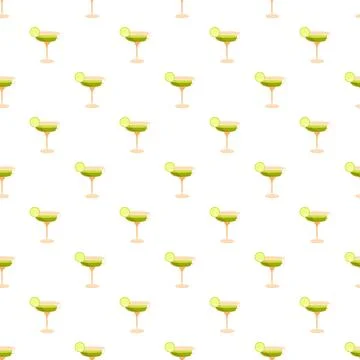 Margarita cocktail repeating pattern with lime garnish Stock Illustration