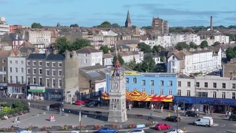 Margate Clock Tower -  Drone View, 12 July 2025 Stock Footage 314076972