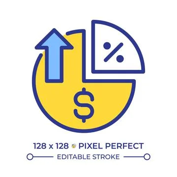 Margin analysis pixel perfect line color icon Stock Illustration