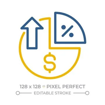 Margin analysis pixel perfect two color line icon Stock Illustration