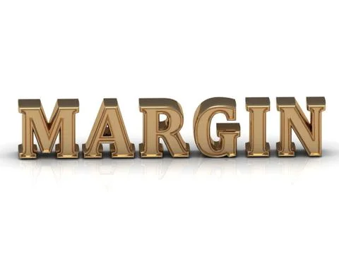 MARGIN - bright gold letters on a white background Stock Illustration