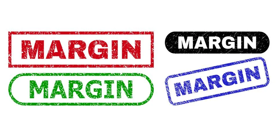 MARGIN Rectangle Stamp Seals with Corroded Style Stock Illustration