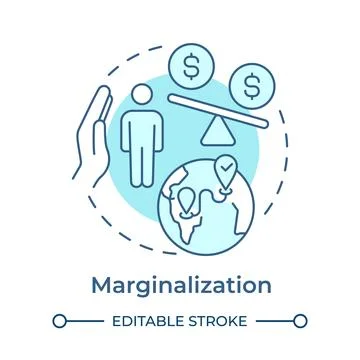 Marginalization soft blue concept icon Stock Illustration