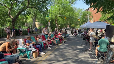 Mari Bell performs live on stage during a street fair at Tompkins Square Park Видео 343991859