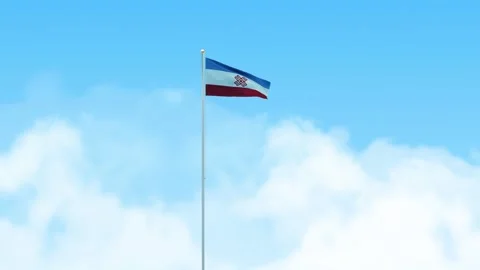 Mari El Flag 3D Render Animation Waving on Pole with Blue Sky Video stock 333081932