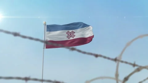 Mari El flag behind border Video stock 137428542