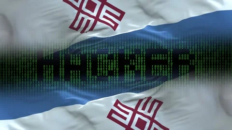 Mari El flag - Waving flag on matrix binary code background Stock Footage 321420309