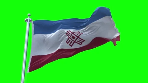 Mari El Flag Waving in Loopable and Textured green screen background Stock Footage 296876975